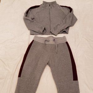 Gray and Burgundy Sweatsuit